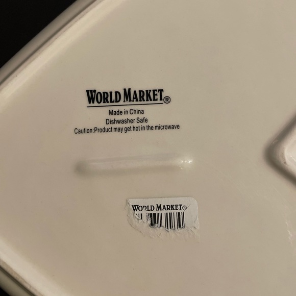 Heart shaped plate - NWOT World Market - 8x8 white with blue flower design - Picture 3 of 3